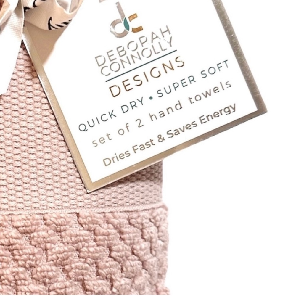 Cotton Hand Towels Set of 2 Pale Dusty Pink NEW - Picture 2 of 7